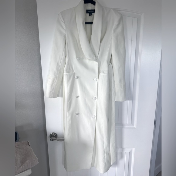 Karen Millen Jackets & Blazers - Karen Millen long ivory coat ,Size 2
